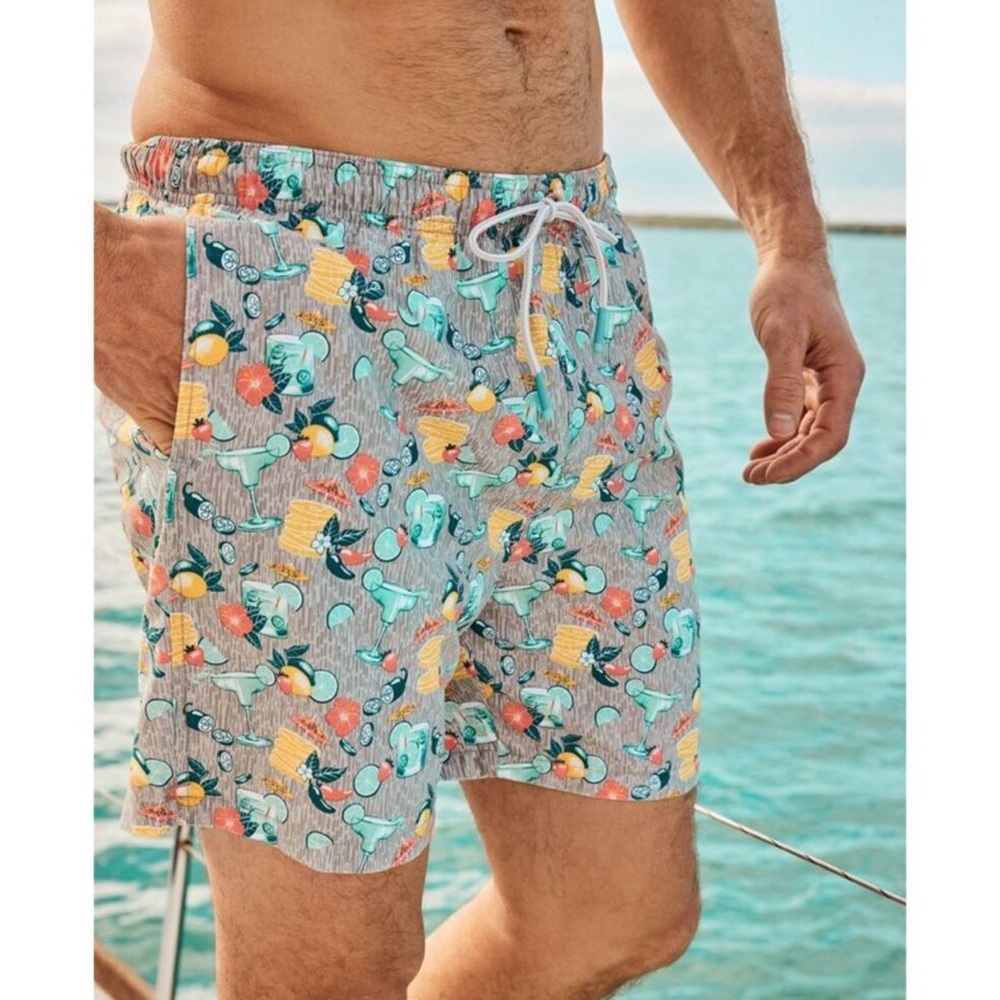Tommy Bahama Mens Naples Tales of a Cocktail Printed 6" Swim Trunk Size XXL NWT
